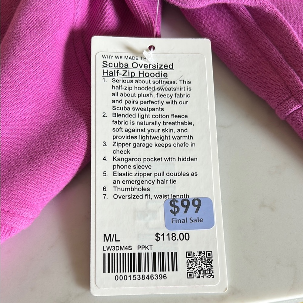 Vibrant Pink Hoodie with Half-Zip - Picture 3 of 5